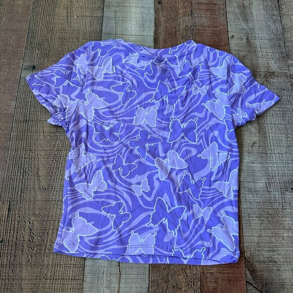 Purple Butterfly Print Crop Top By Streetwear Society Womens size Small - Picture 8 of 8